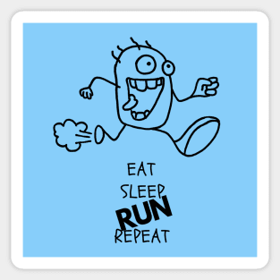 Harvey in Eat Sleep Run Repeat mode Sticker